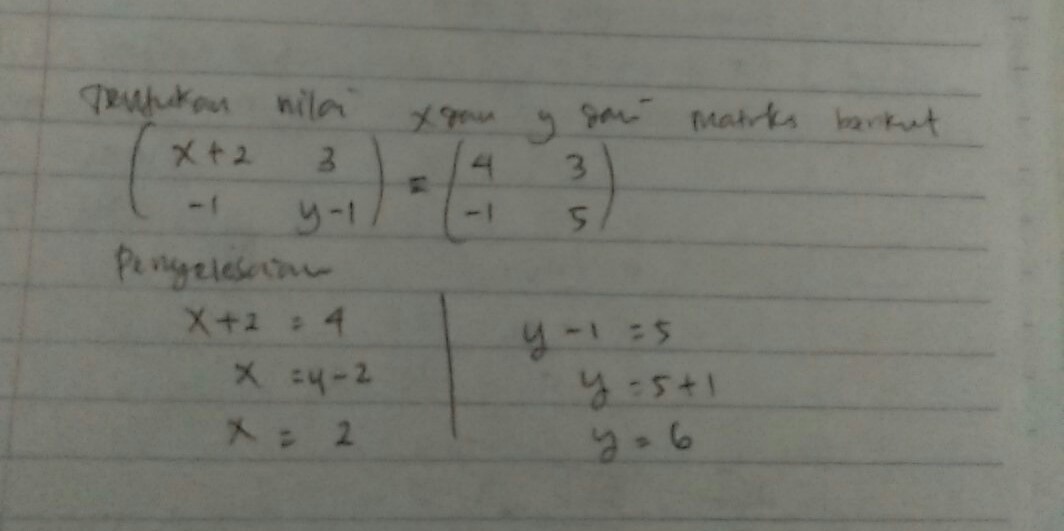 Detail Contoh Kesamaan Dua Matriks Nomer 3