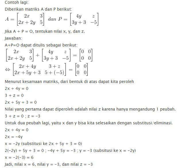 Detail Contoh Kesamaan Dua Matriks Nomer 47