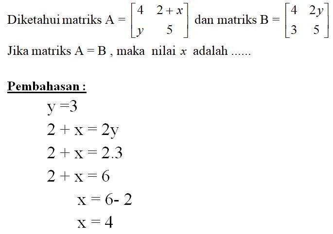 Detail Contoh Kesamaan Dua Matriks Nomer 6