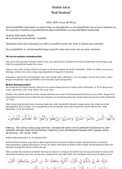Contoh Khutbah Pendek - KibrisPDR