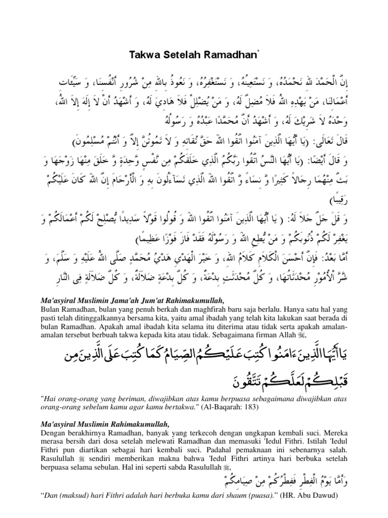 Detail Contoh Khutbah Ramadhan Singkat Nomer 16