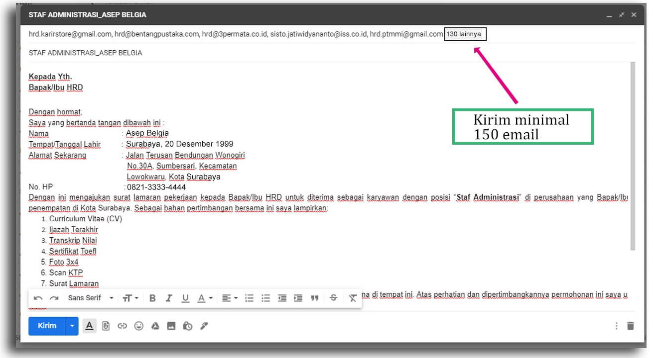 Detail Contoh Kirim Cv Lewat Email Nomer 10