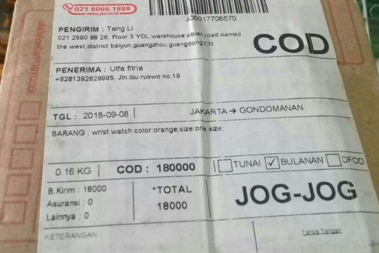 Detail Contoh Kirim Paket Nomer 21