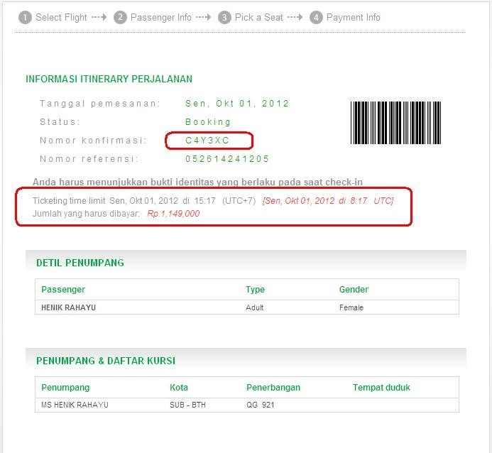Detail Contoh Kode Booking Pesawat Nomer 23