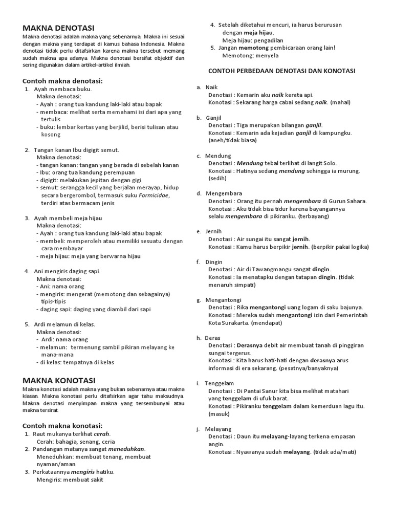 Detail Contoh Konotasi Dan Denotasi Nomer 48