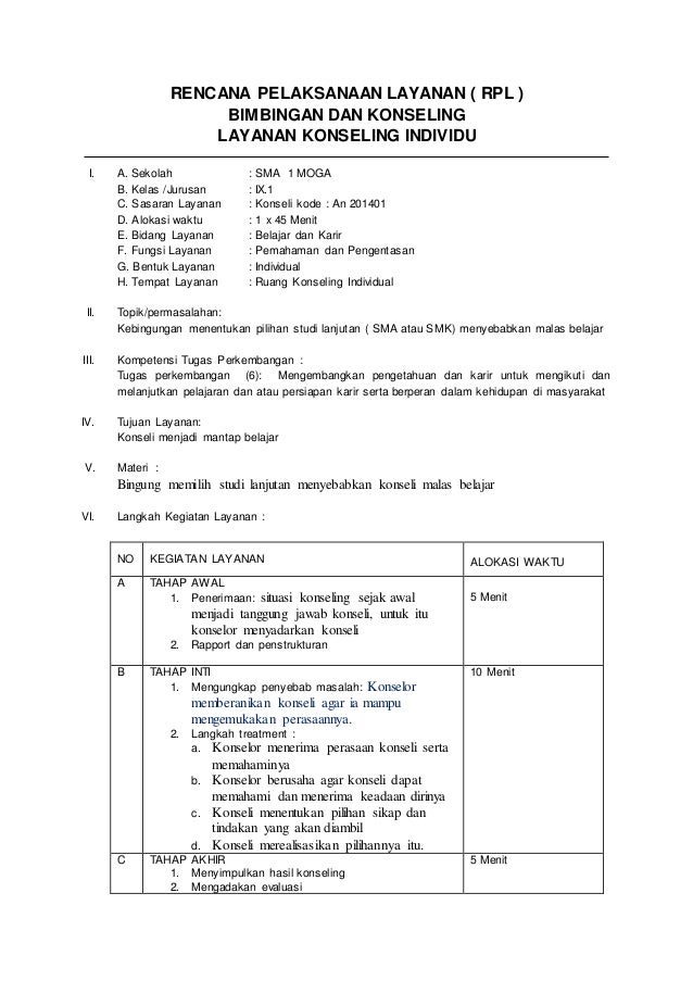 Contoh Konseling Individu - KibrisPDR