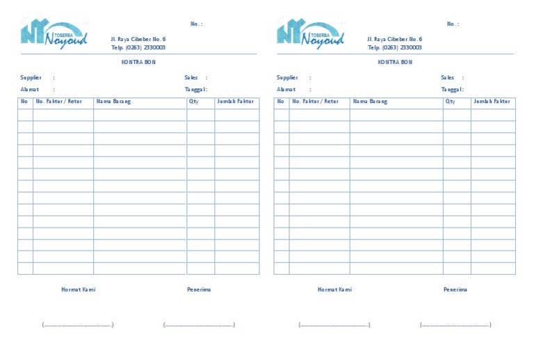 Detail Contoh Kontra Bon Nomer 10