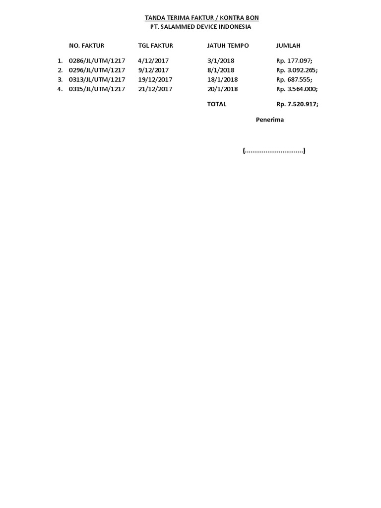 Detail Contoh Kontra Bon Nomer 4