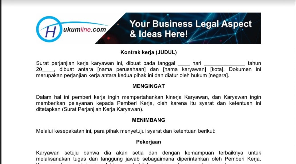 Detail Contoh Kontrak Kerja Karyawan Restoran Nomer 51