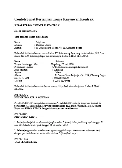 Detail Contoh Kontrak Perjanjian Nomer 52