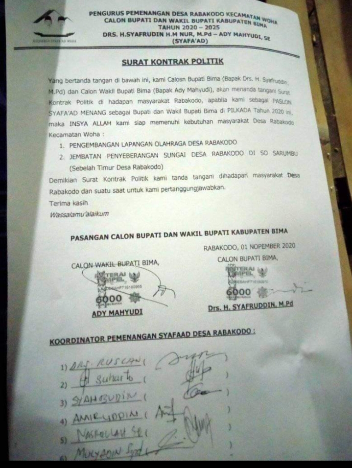 Detail Contoh Kontrak Politik Calon Bupati Nomer 25