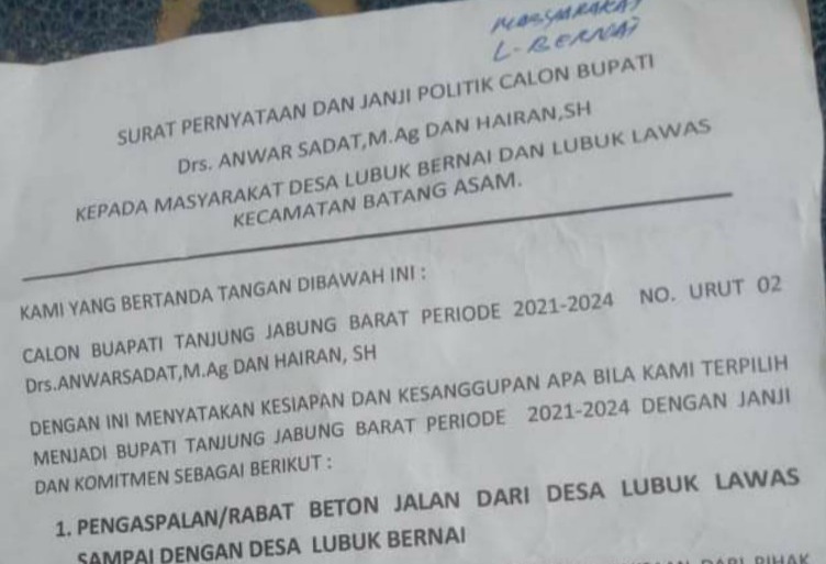 Detail Contoh Kontrak Politik Calon Bupati Nomer 6