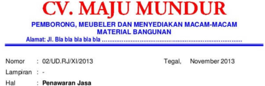 Detail Contoh Kop Surat Perusahaan Travel Nomer 30