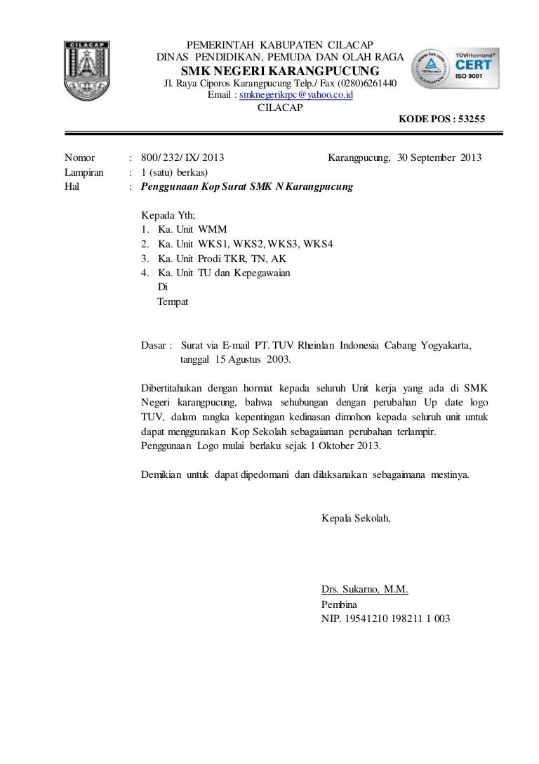 Detail Contoh Kop Surat Resmi Sekolah Nomer 10