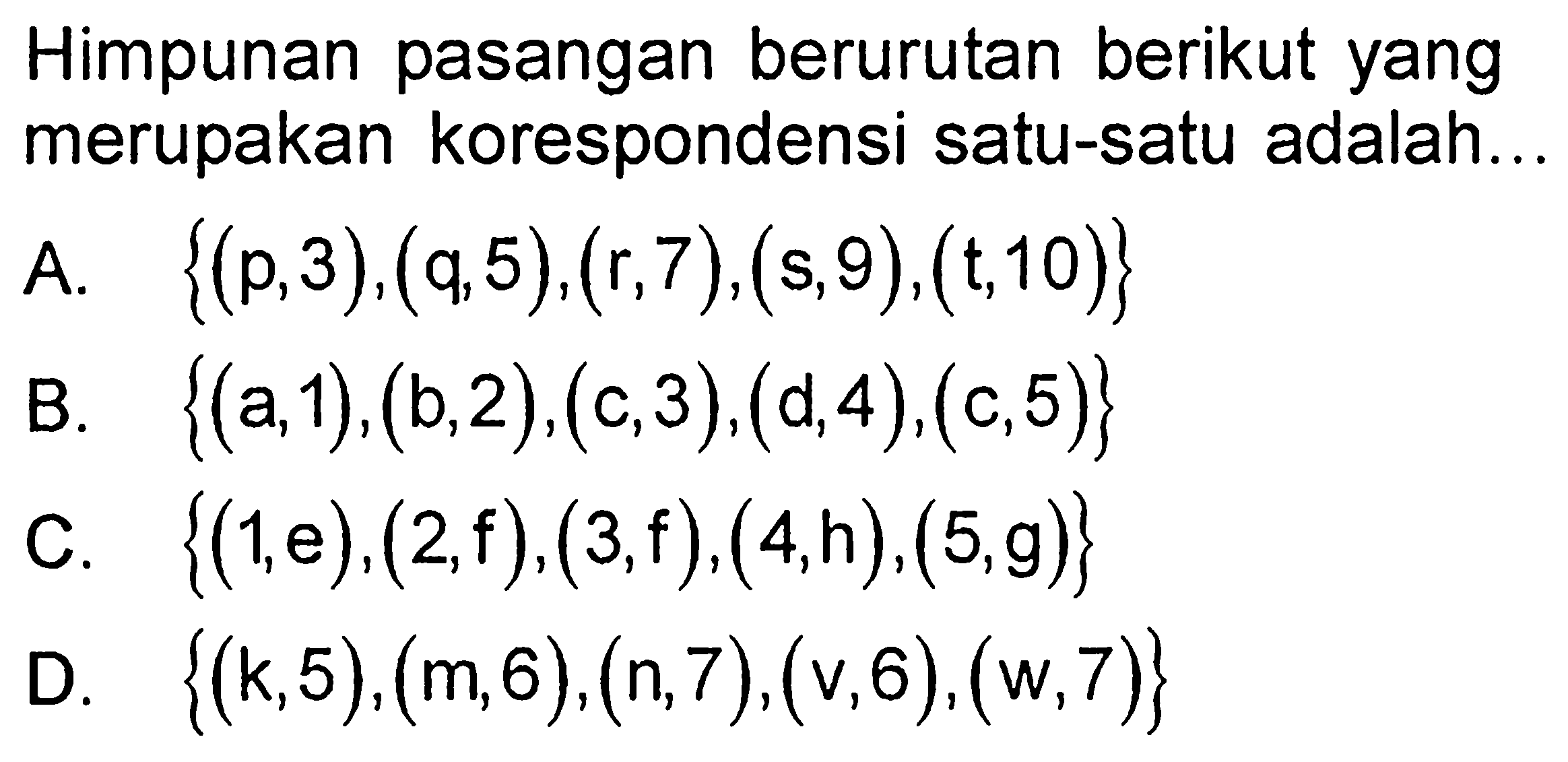 Detail Contoh Korespondensi Satu Satu Nomer 56