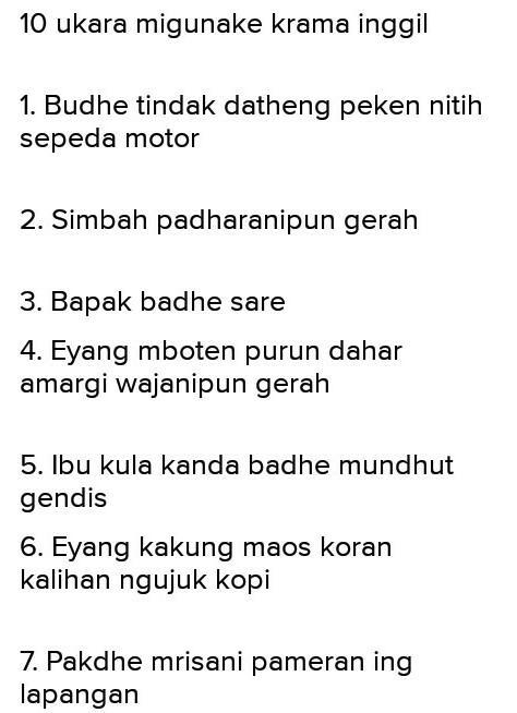 Detail Contoh Krama Inggil Nomer 4