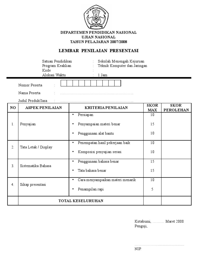 Detail Contoh Kriteria Penilaian Nomer 9