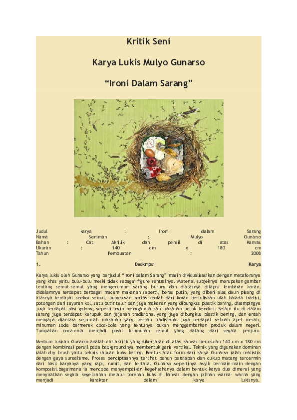 Detail Contoh Kritik Karya Seni Nomer 35