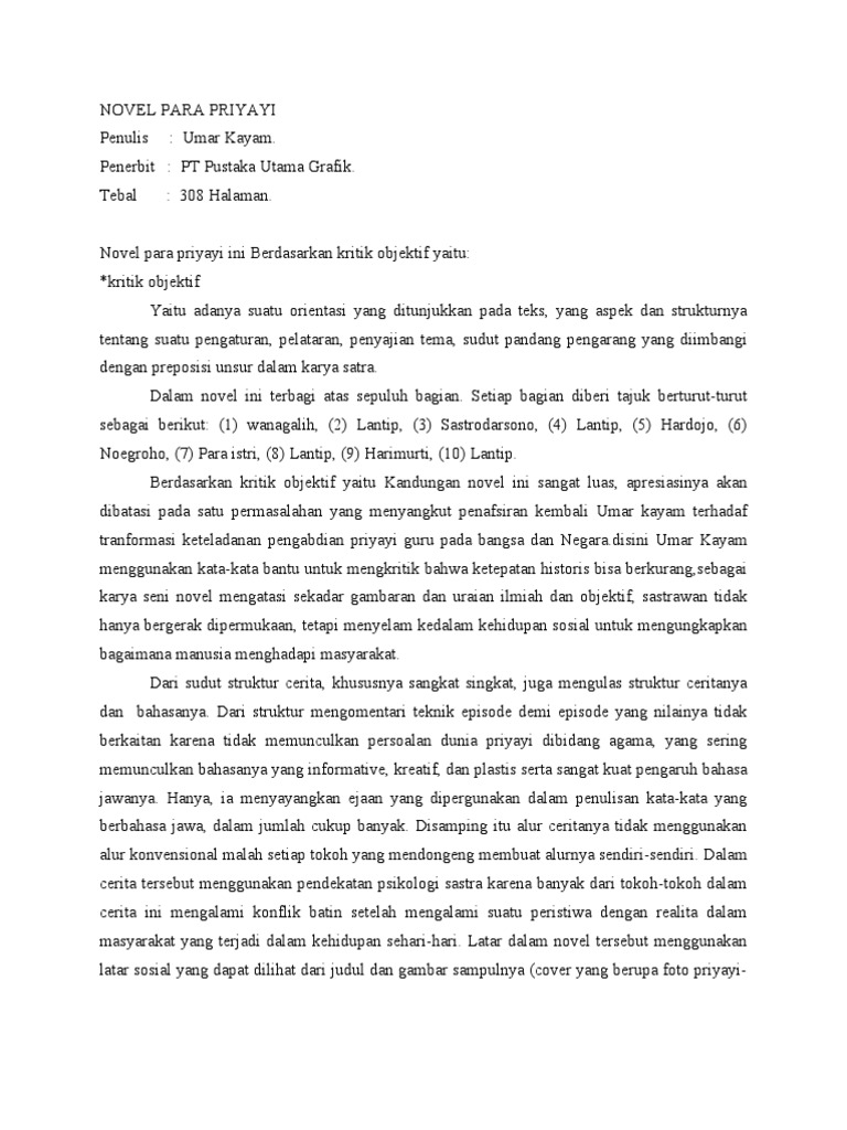 Detail Contoh Kritik Sastra Novel Singkat Nomer 6