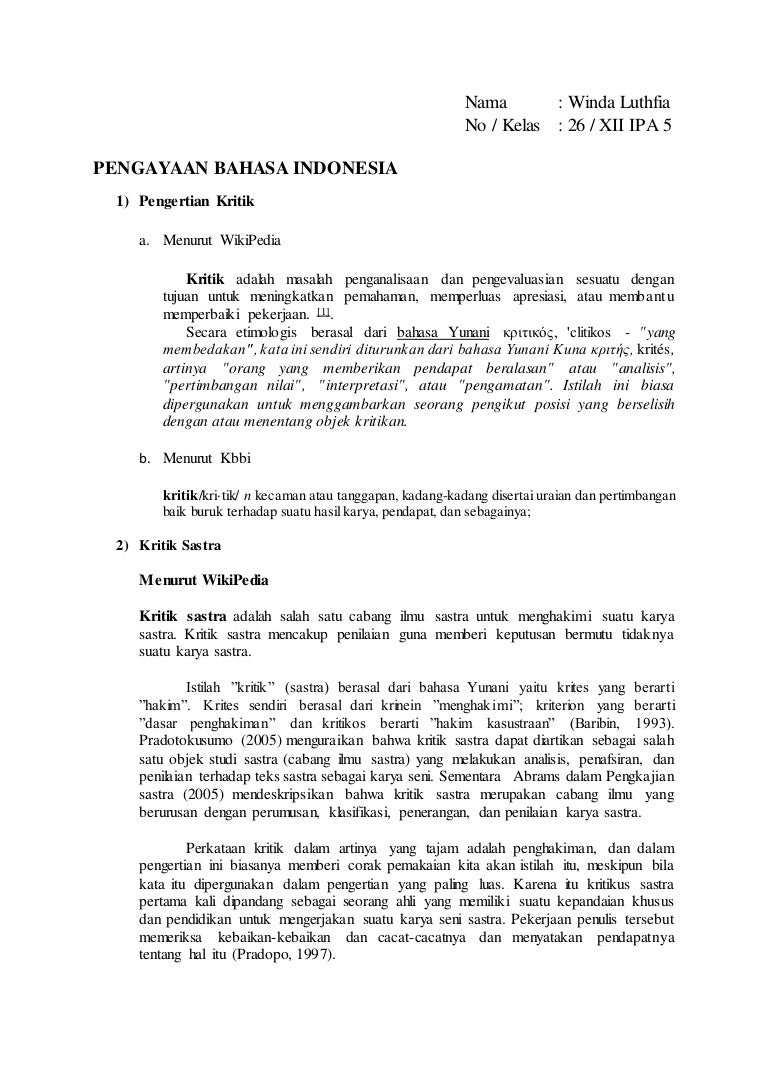 Detail Contoh Kritik Sastra Puisi Nomer 4