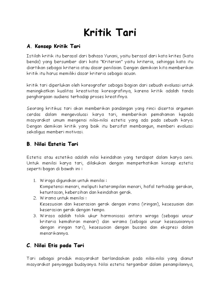 Detail Contoh Kritik Tari Nomer 19