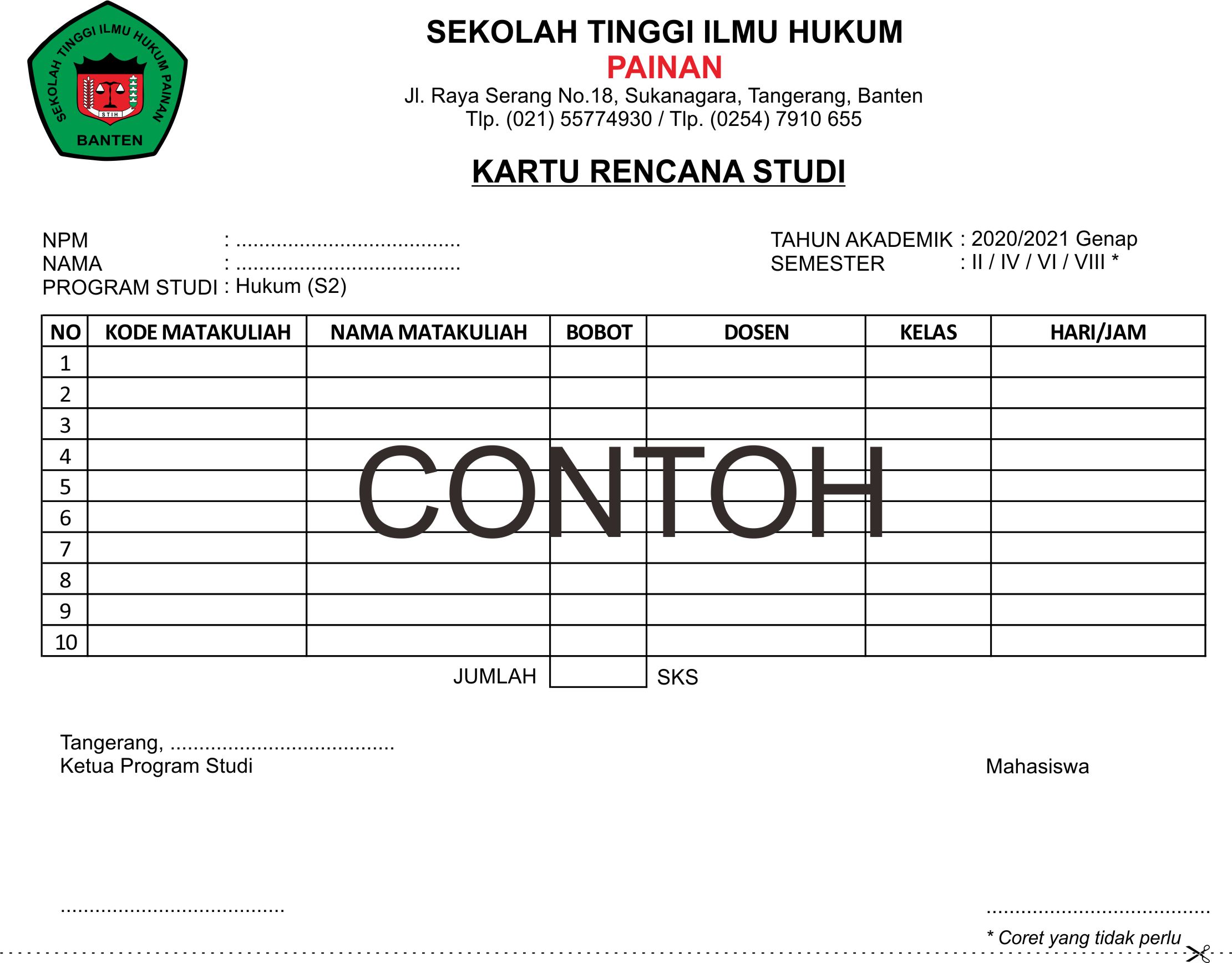 Detail Contoh Krs Mahasiswa Nomer 10