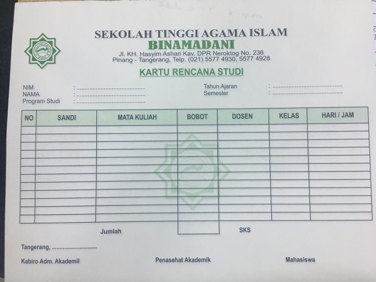 Detail Contoh Krs Mahasiswa Nomer 3