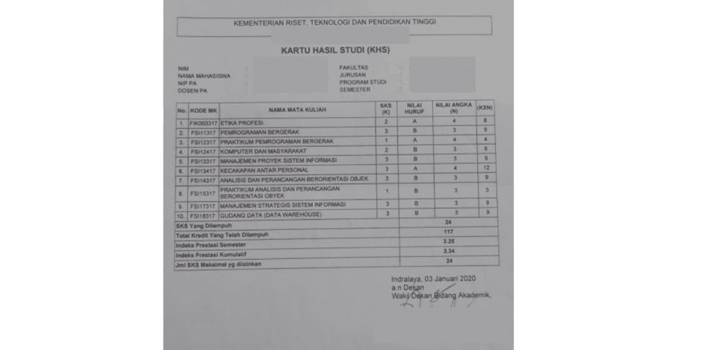 Detail Contoh Krs Mahasiswa Nomer 40