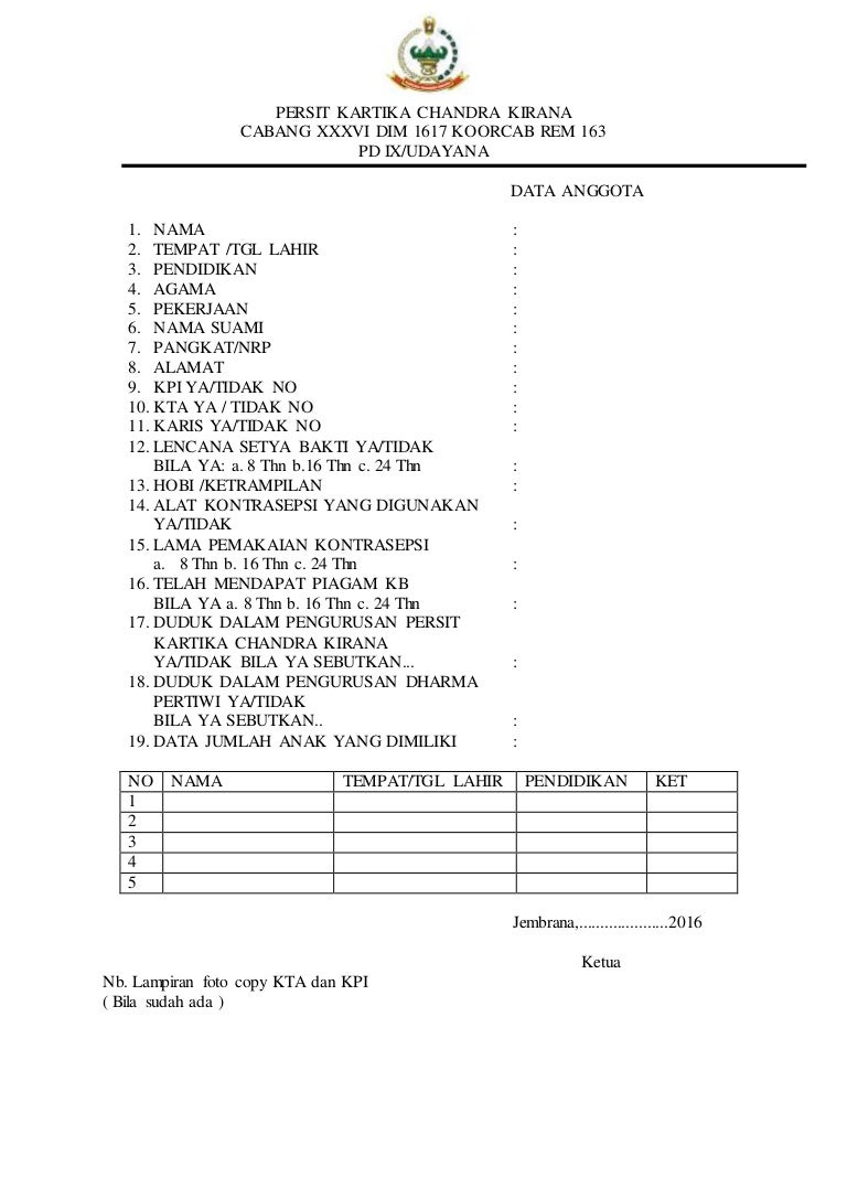 Detail Contoh Kta Persit Nomer 11