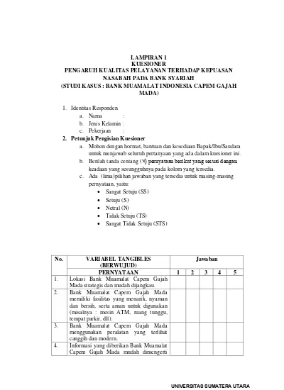 Detail Contoh Kuesioner Kepuasan Pelanggan Nomer 34