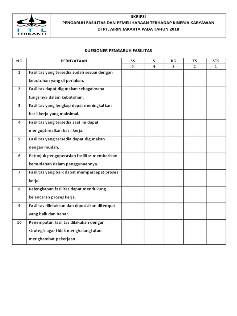 Detail Contoh Kuesioner Kinerja Karyawan Nomer 3