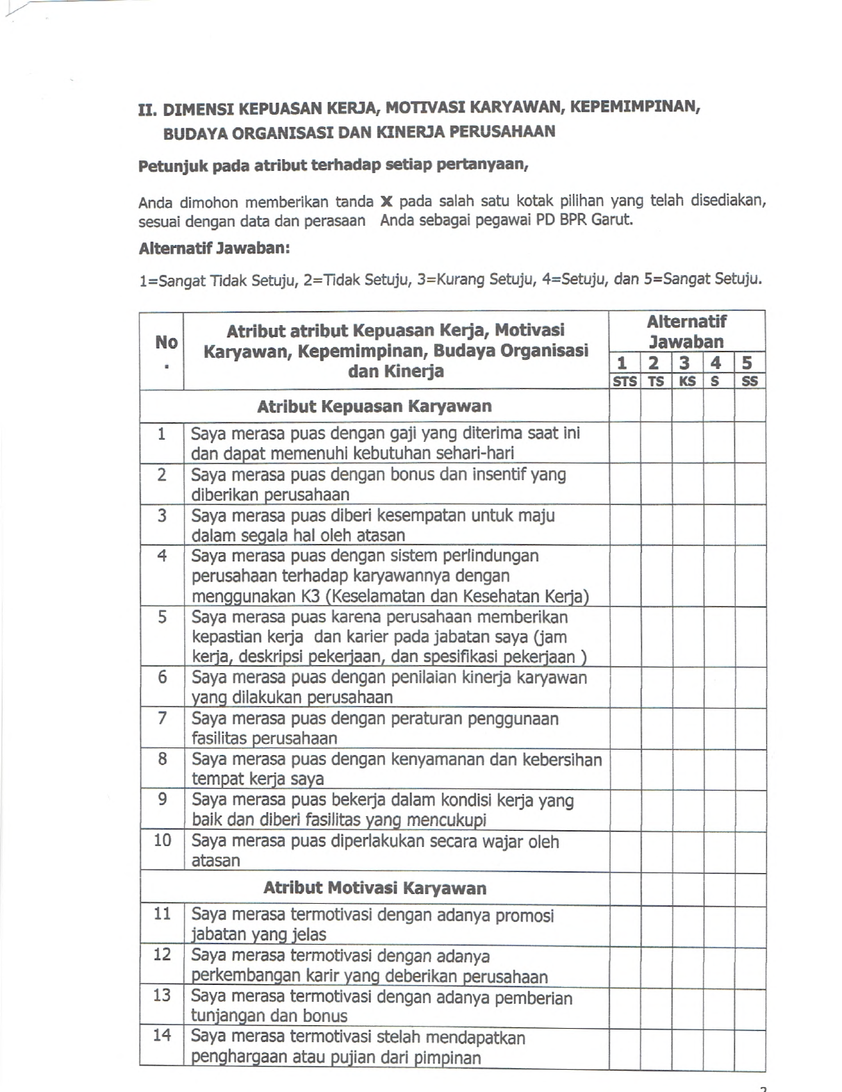 Detail Contoh Kuesioner Kinerja Karyawan Nomer 23