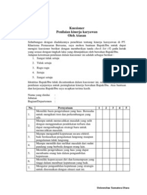 Detail Contoh Kuesioner Kinerja Karyawan Nomer 6