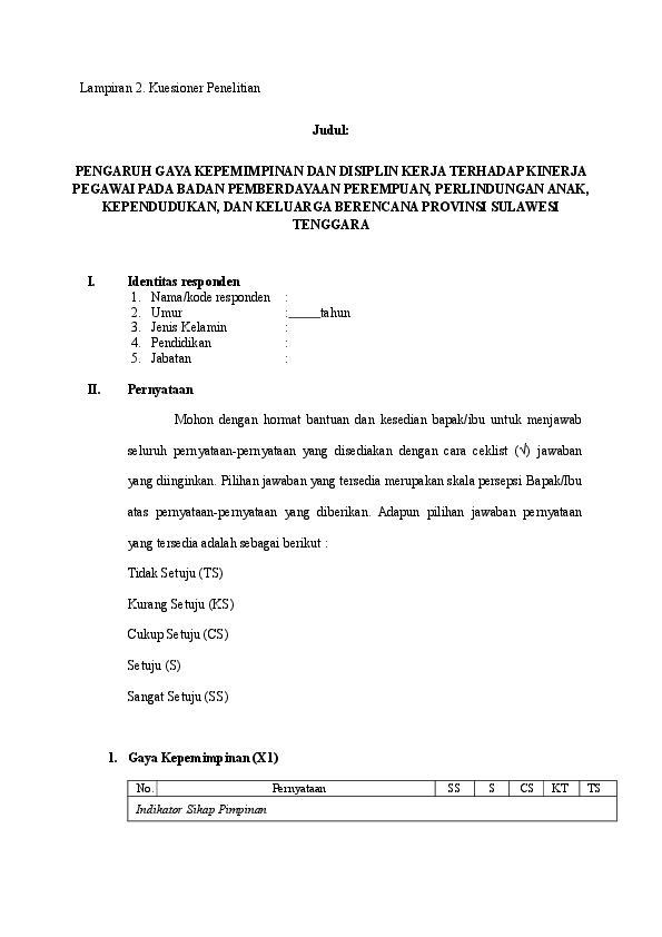 Detail Contoh Kuesioner Kinerja Karyawan Nomer 44