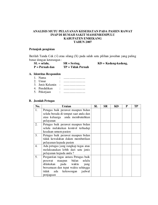 Detail Contoh Kuesioner Penelitian Kesehatan Nomer 10