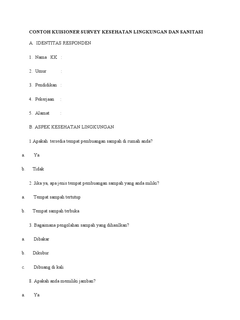Detail Contoh Kuesioner Penelitian Kesehatan Nomer 14