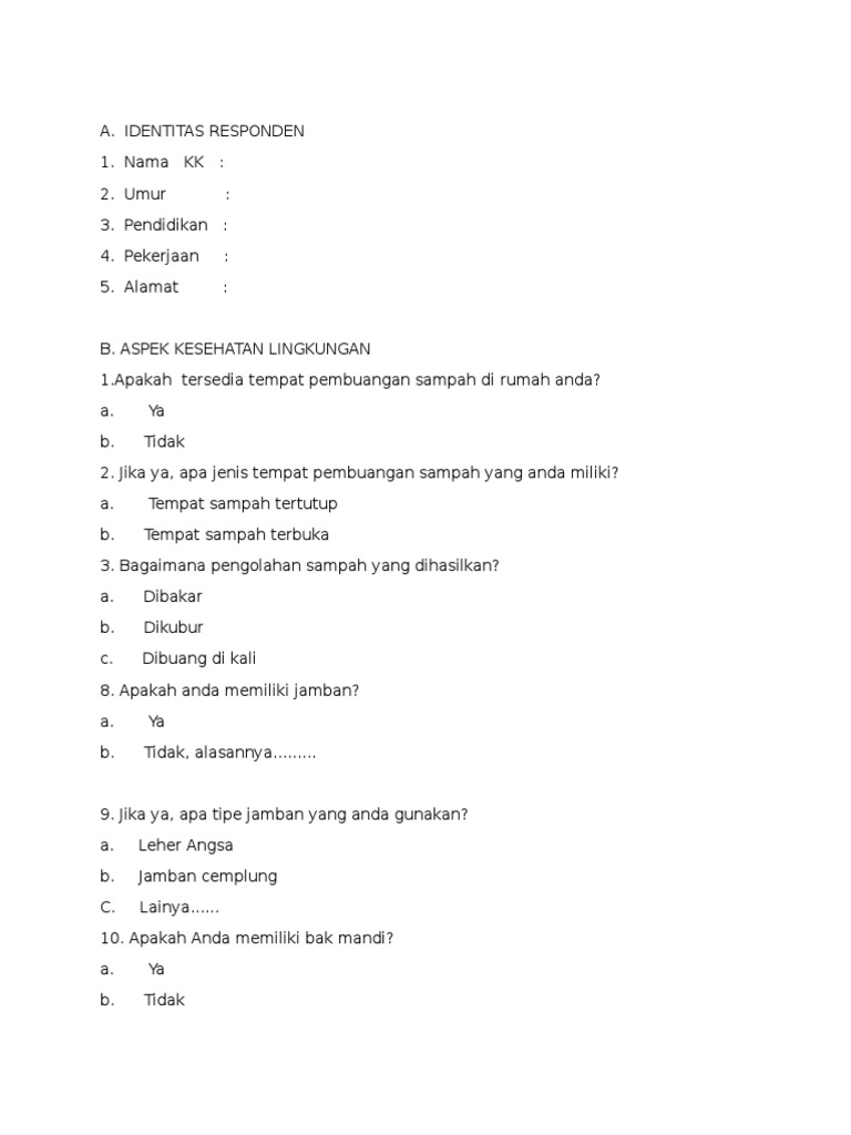 Detail Contoh Kuesioner Penelitian Kesehatan Nomer 22