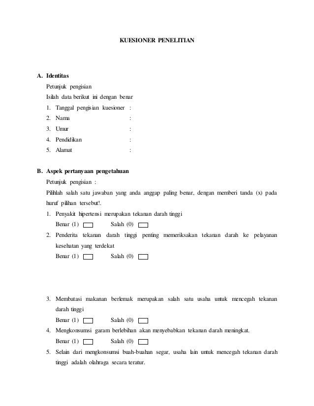 Detail Contoh Kuesioner Penelitian Kesehatan Nomer 23