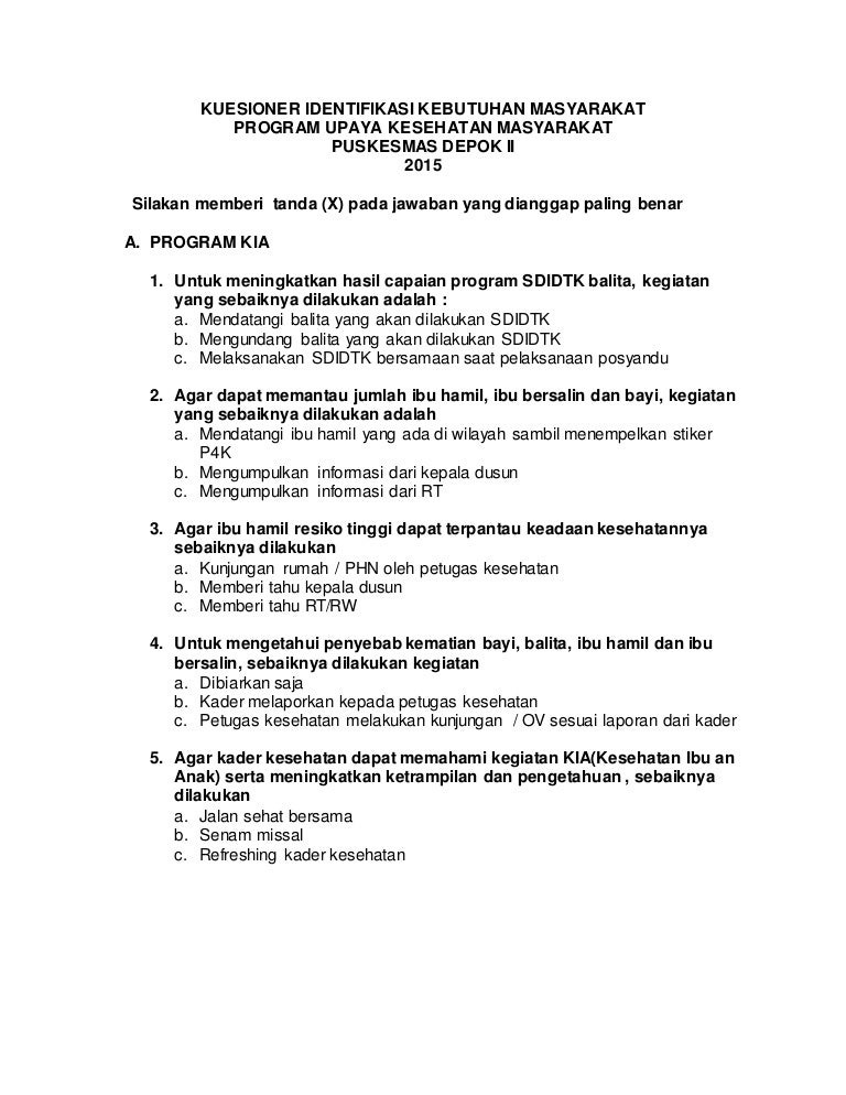 Detail Contoh Kuesioner Penelitian Kesehatan Nomer 4