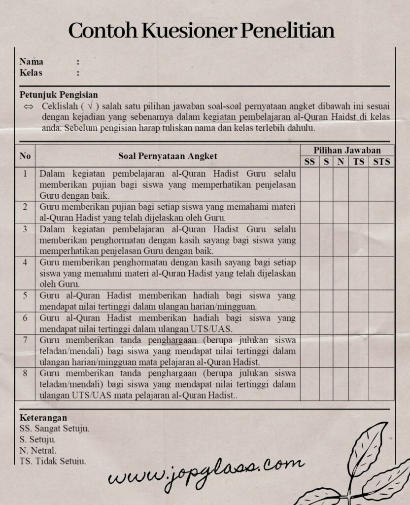 Detail Contoh Kuesioner Sederhana Nomer 15