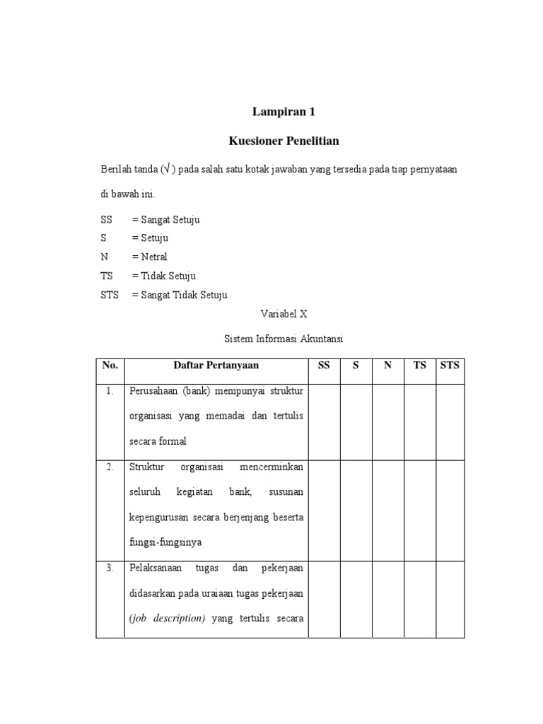 Detail Contoh Kuesioner Sederhana Nomer 22