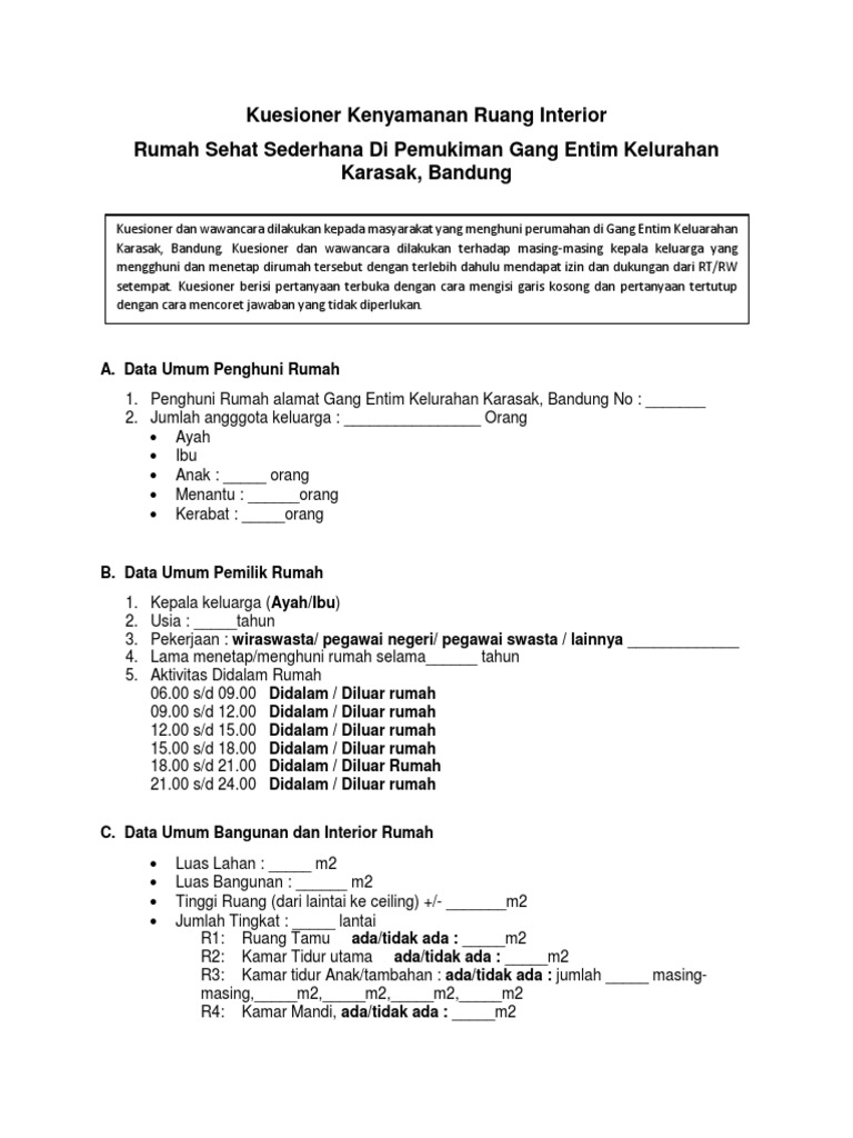 Detail Contoh Kuesioner Sederhana Nomer 42