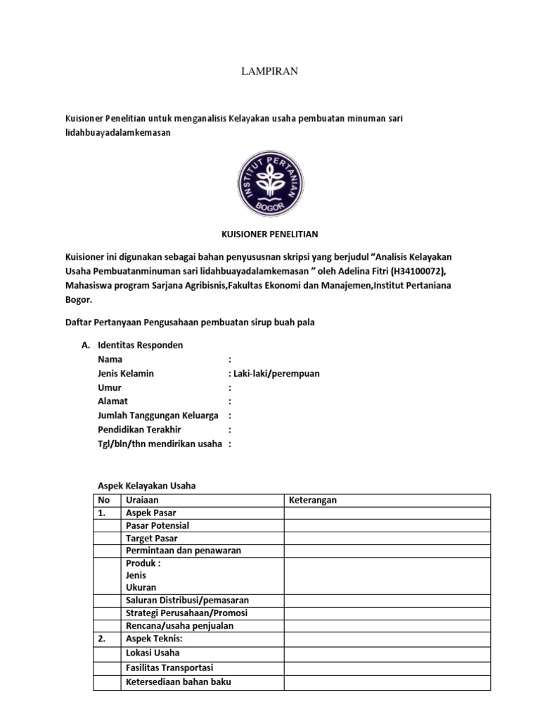 Detail Contoh Kuesioner Skripsi Nomer 32