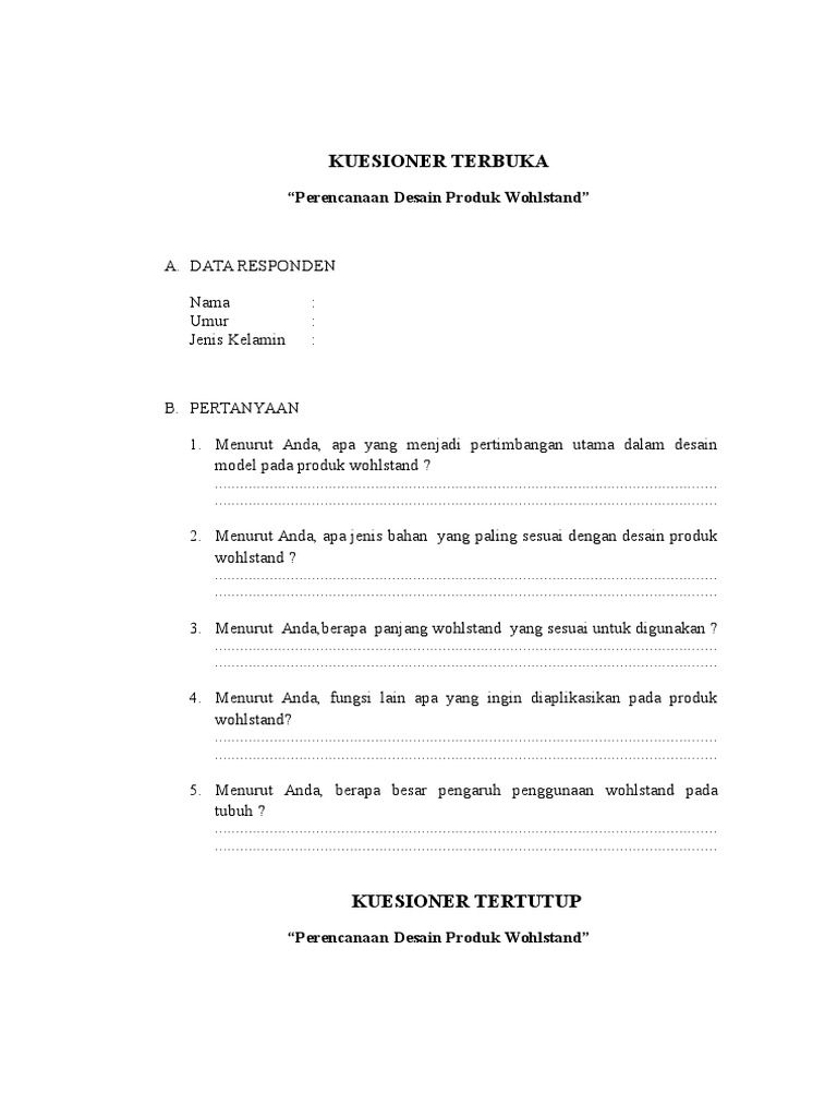 Detail Contoh Kuesioner Tertutup Nomer 15