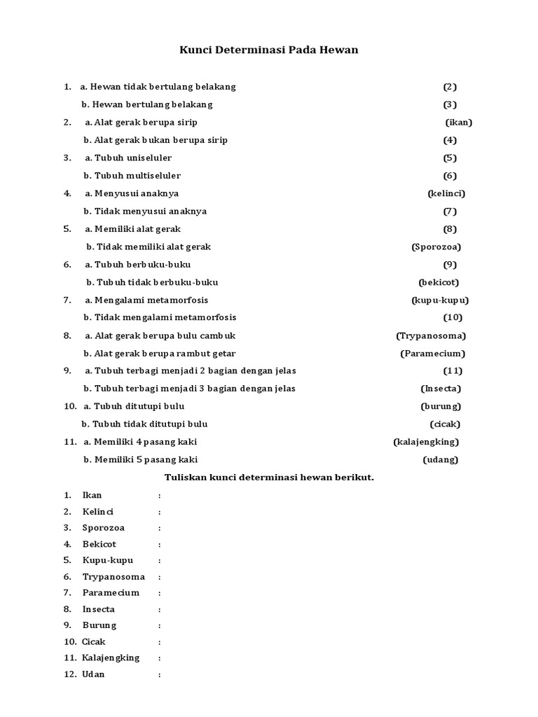 Detail Contoh Kunci Determinasi Hewan Nomer 26