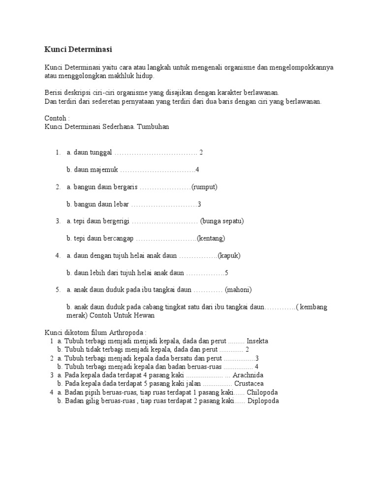 Detail Contoh Kunci Dikotom Tumbuhan Nomer 55