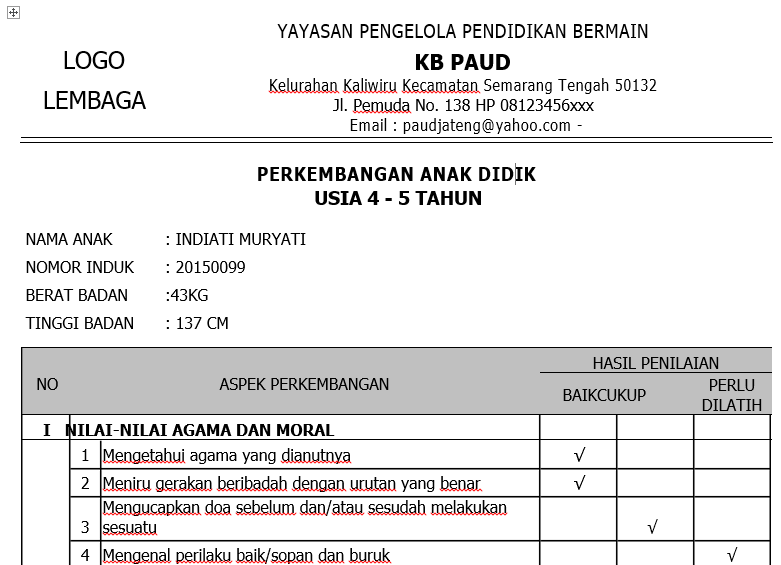 Detail Contoh Kurikulum Paud Nomer 22