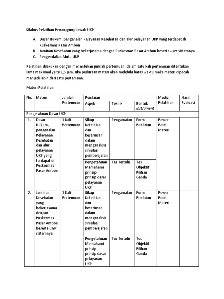 Detail Contoh Kurikulum Pelatihan Nomer 8