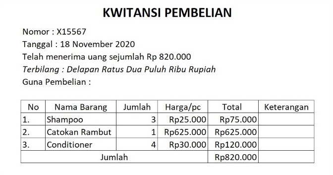 Detail Contoh Kwitansi Pembelian Nomer 17