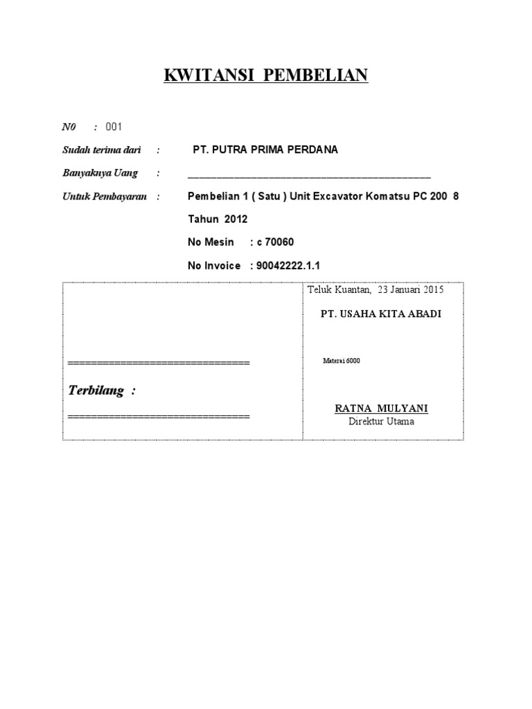 Detail Contoh Kwitansi Pembelian Nomer 49